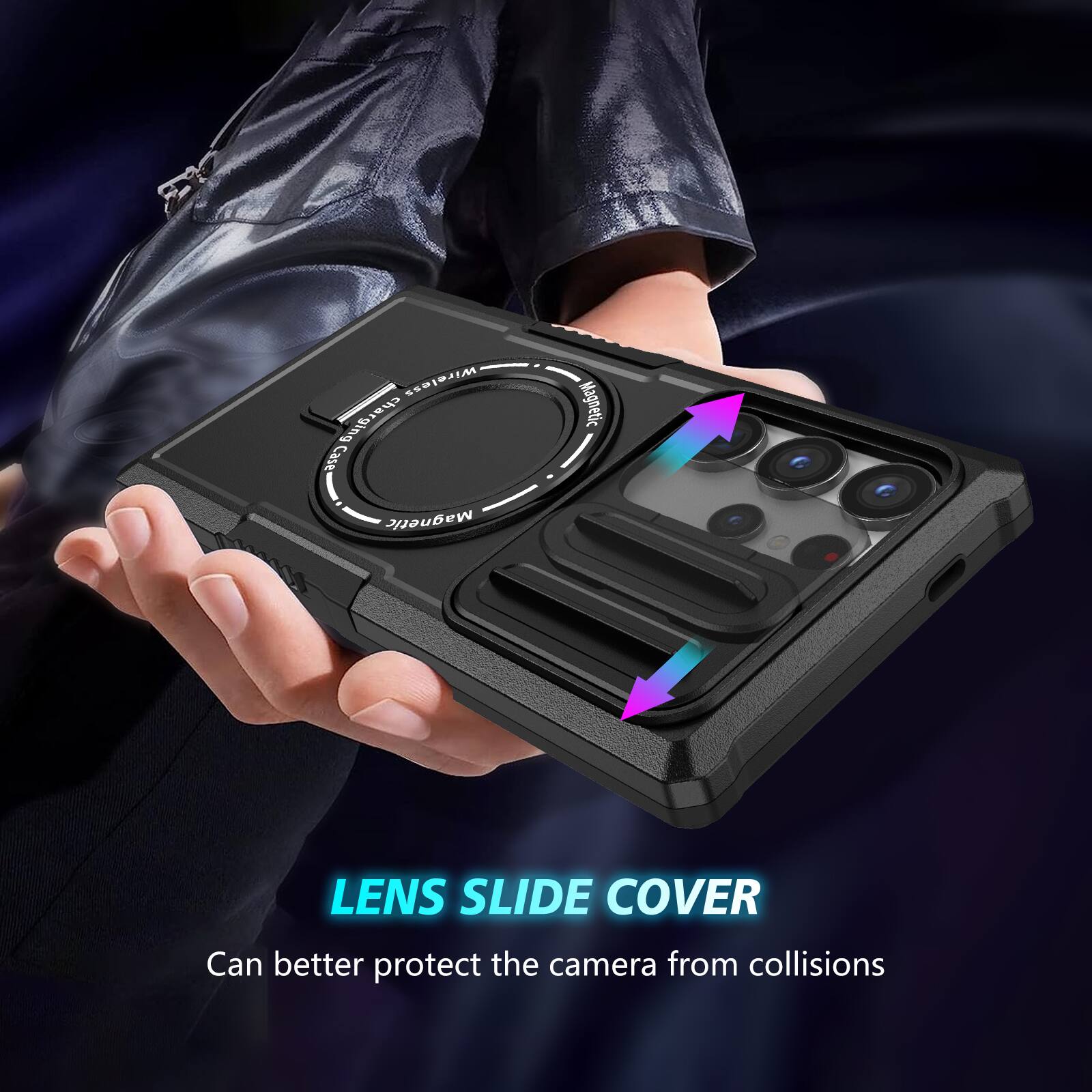 OaY Wireless Charging Case Magnetic LENS SLIDE COVER Can better protect the camera from collisions