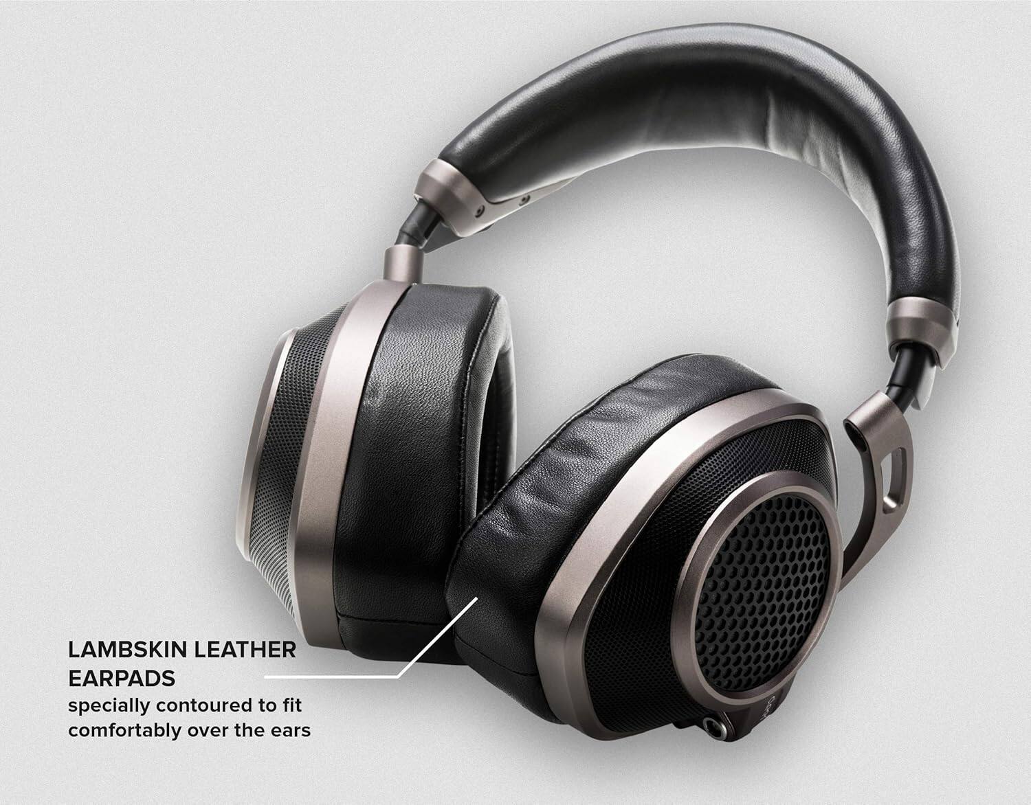LAMBSKIN LEATHER EARPADS specially contoured to fit comfortably over the ears