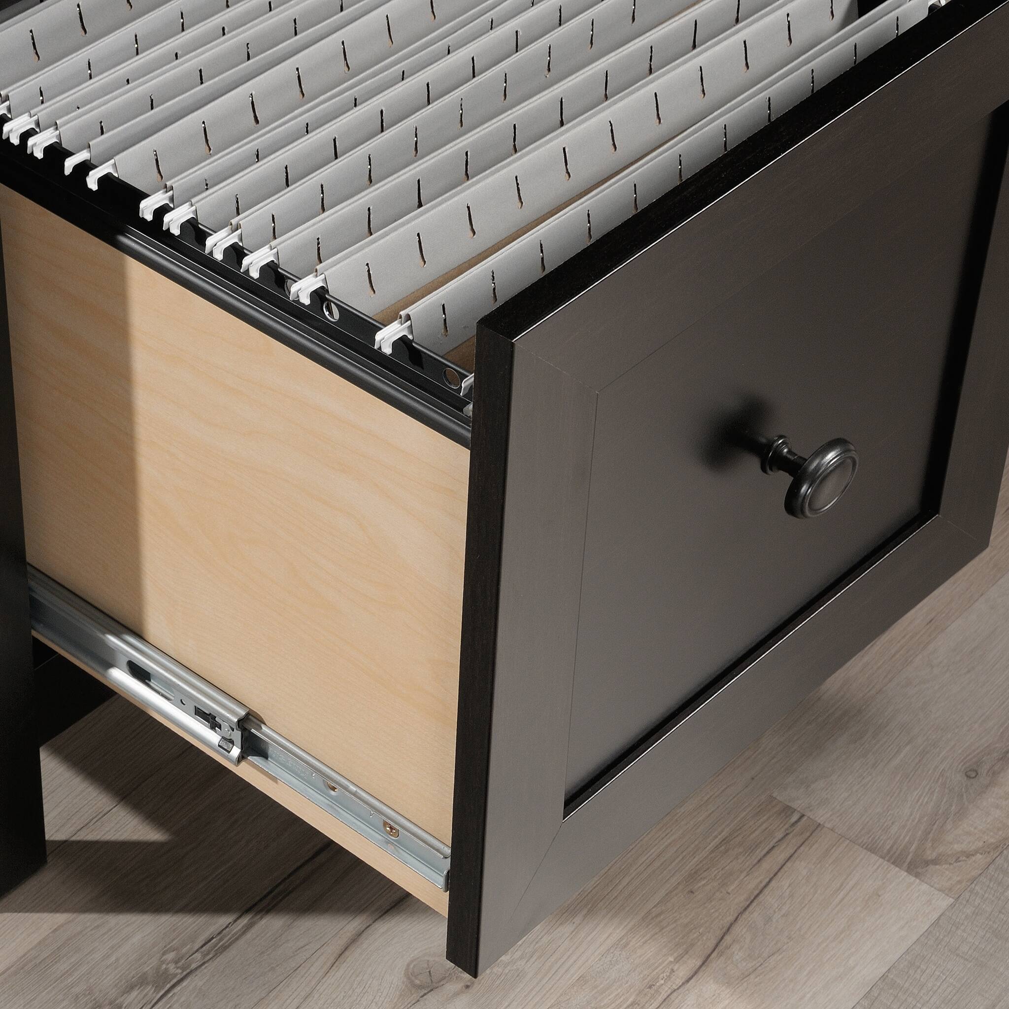 Alt View 2. Spaco - Compact Computer L-Shaped Desk, Metal Frame, Storage Drawer, Small Space Solution - Black.