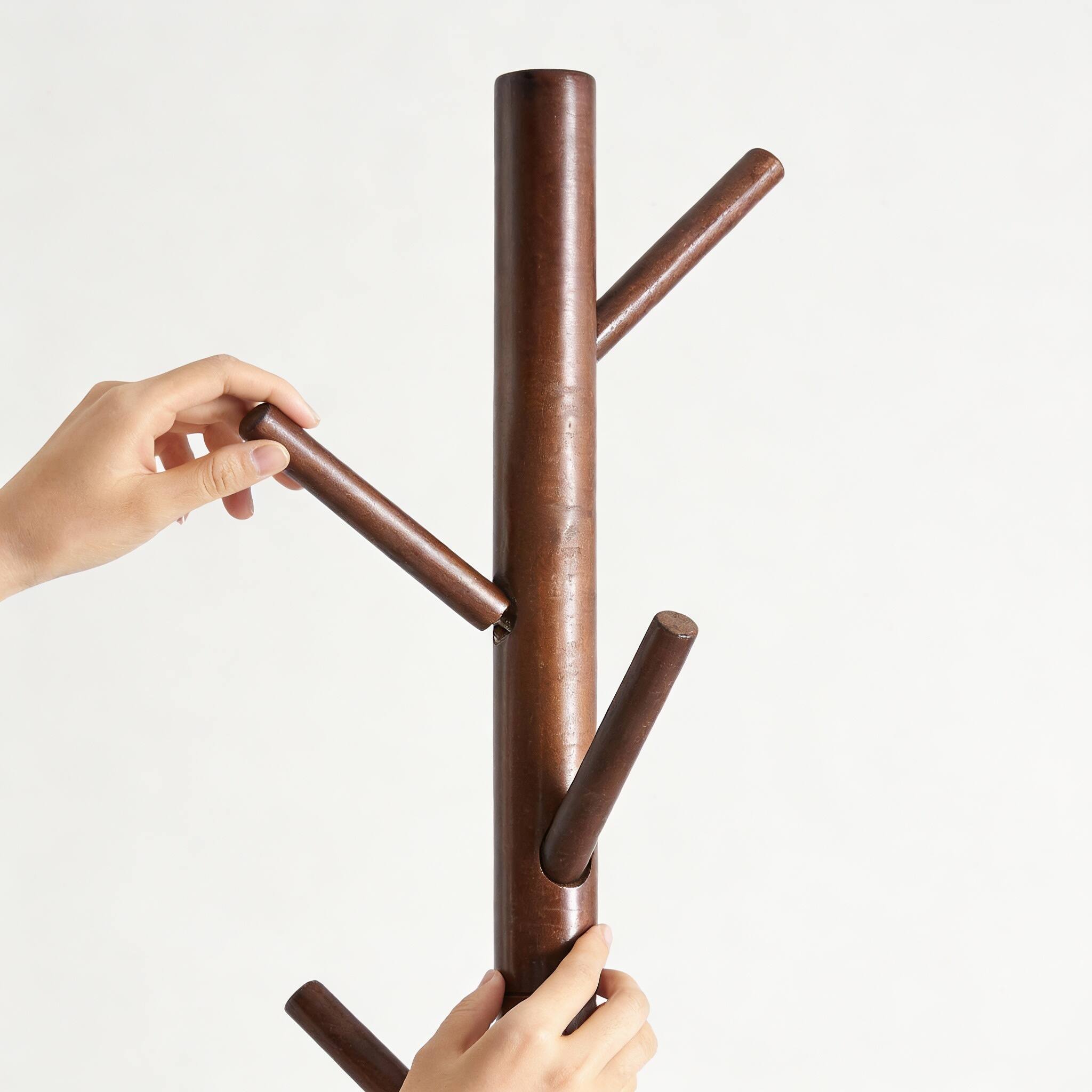 Alt View 2. Frangdom - Solid Wood 8-Hook Height-Adjustable Coat Rack - White 20"D x 20"W x 70"H.