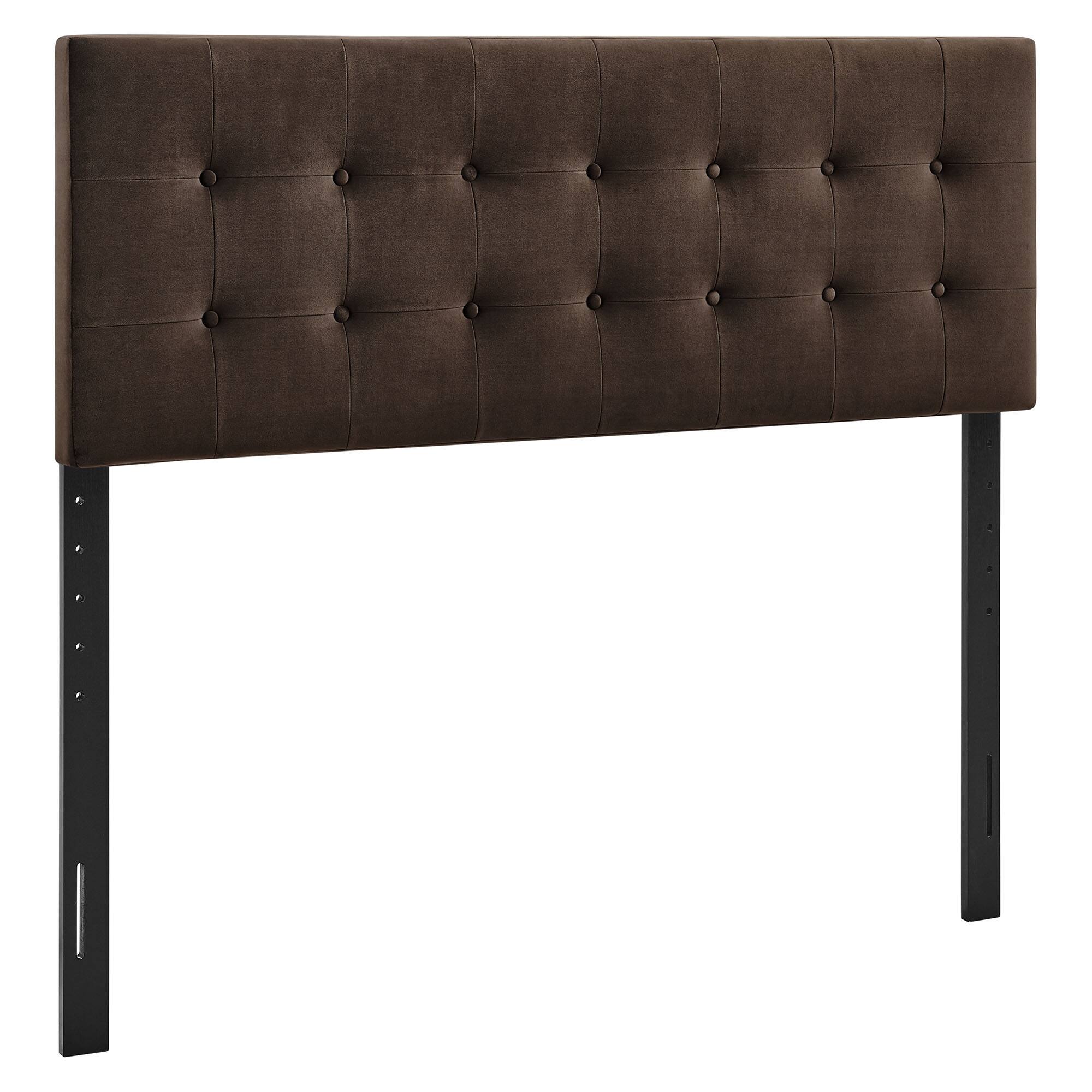 Angle. Modway - Emily Stain-Resistant Performance Velvet Full Size Headboard - Chocolate Brown.