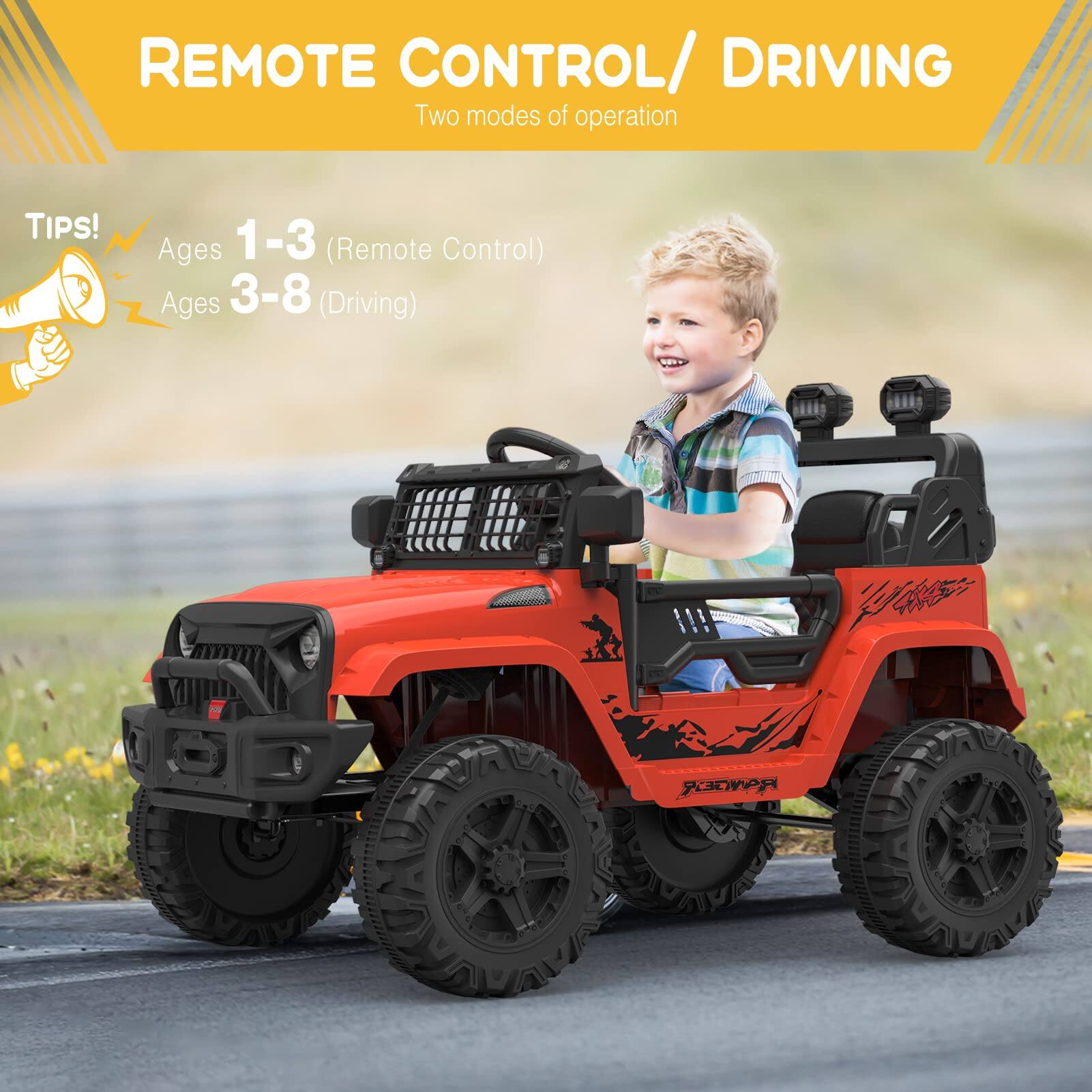 GARVEE 12V Kids Ride On Truck with Parent Remote Control, Spring ...