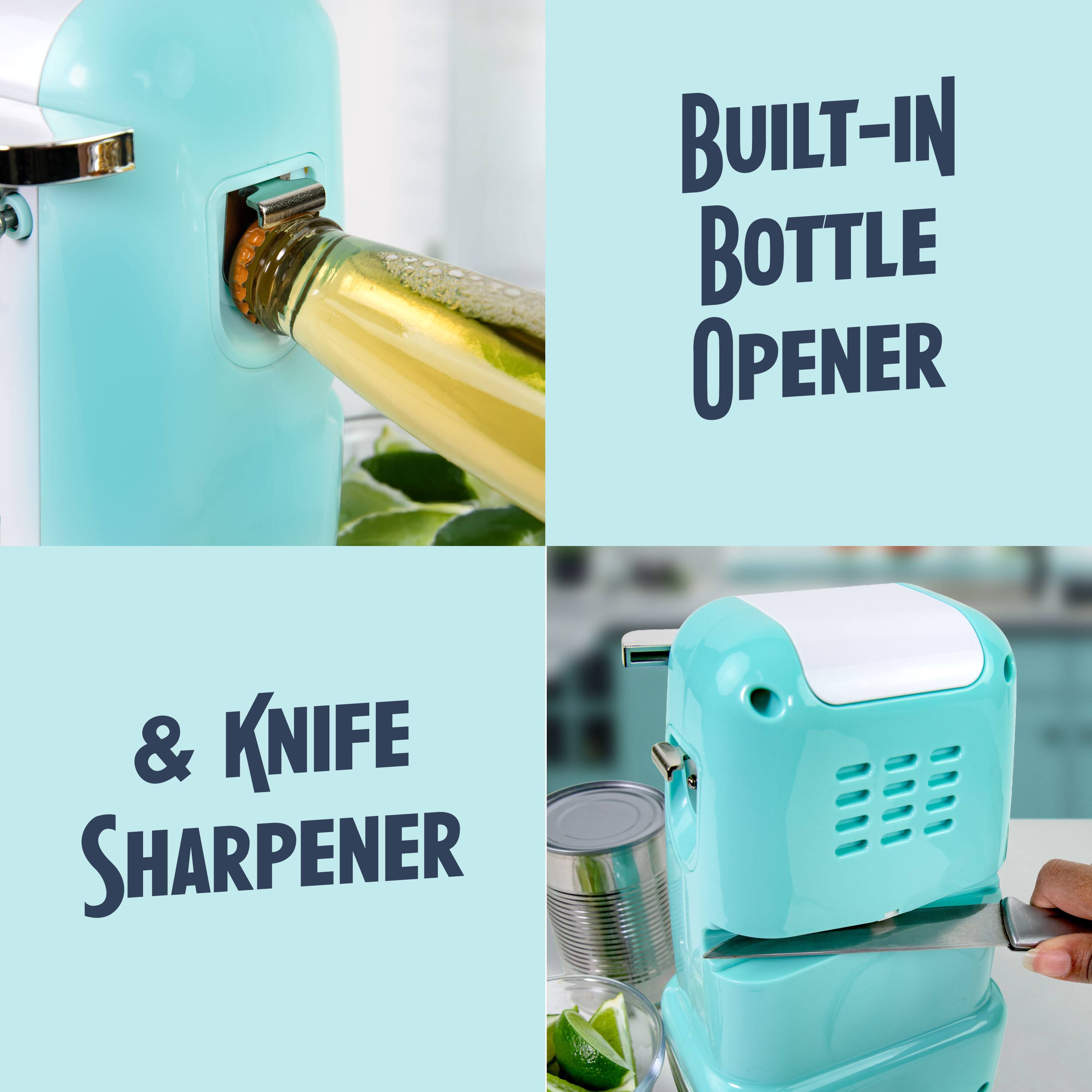Built-in Bottle Opener & Knife Sharpener
