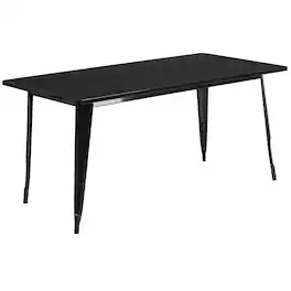 Flash Furniture - Charis Commercial Grade 31.5" x 63" Rectangular Metal Indoor-Outdoor Table - Black