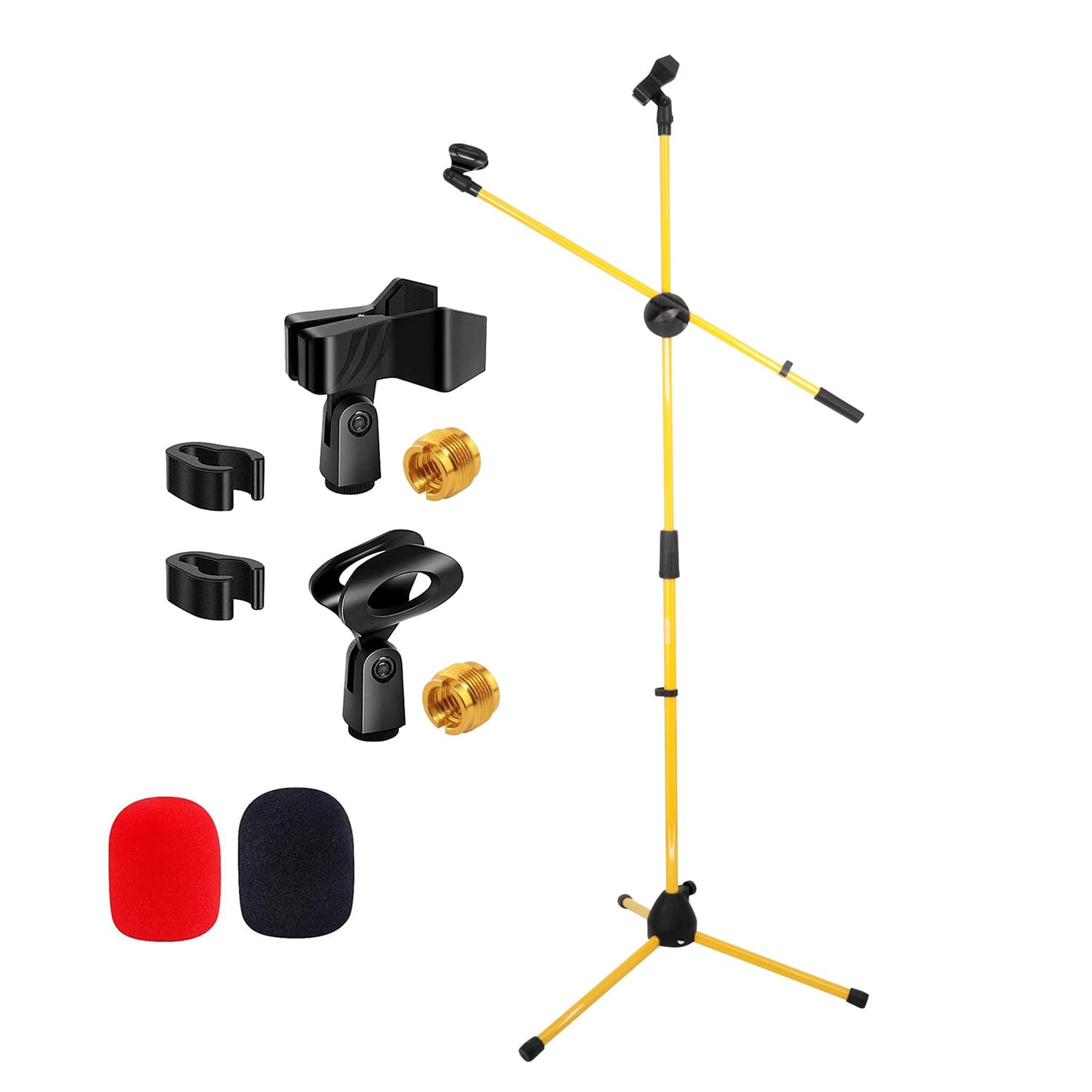 Front. 5 CORE - 5 Core Mic Stand Floor Height Adjustable Tripod Microphone Stands w Extending Telescoping Boom Arm-MS DBL G YLW - Yellow.