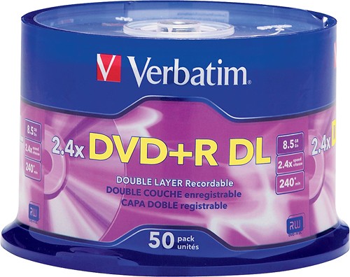  Verbatim - DVD Recordable Media - DVD R DL - 2.4x - 8.50 GB - 50 Pack Spindle