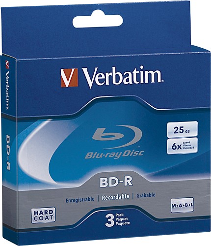  Verbatim - 3-Pack 6x BD-R Discs with Jewel Cases