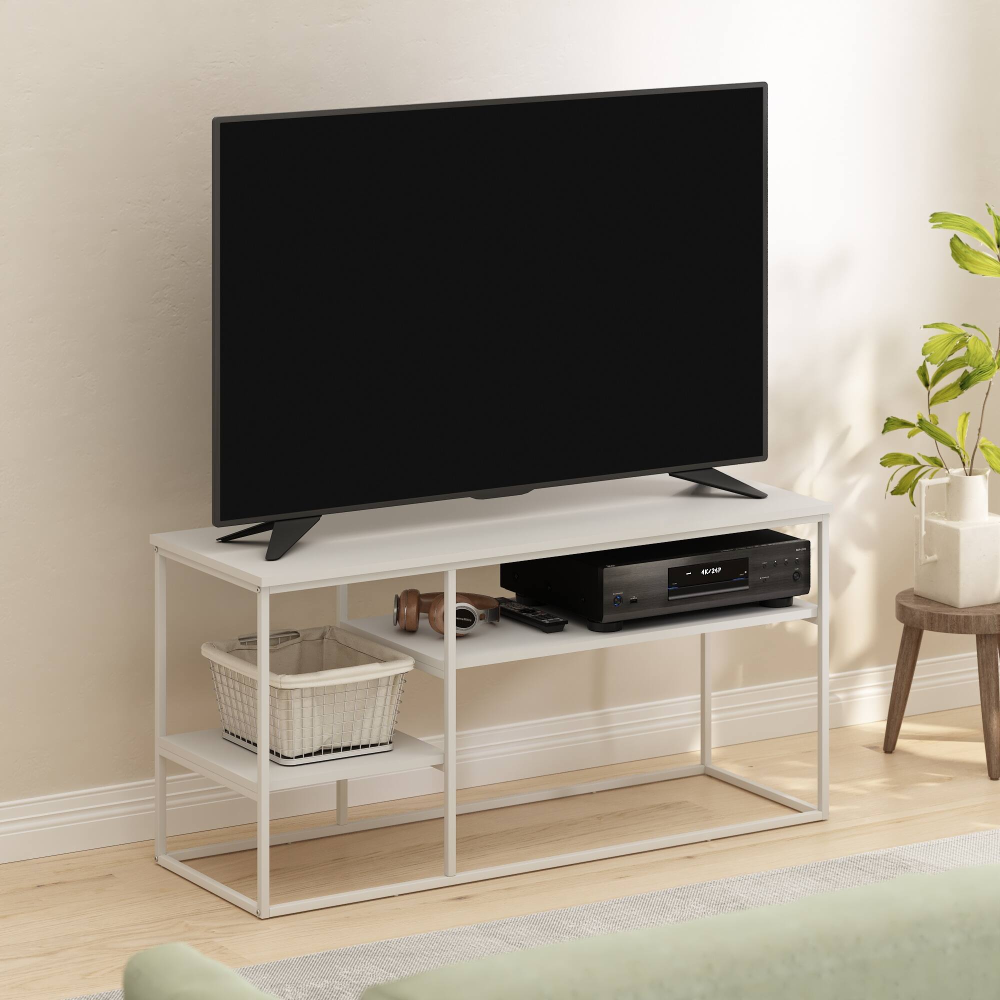 Alt View 7. Furinno - Moretti Modern Lifestyle TV Stand for TV up to 50 Inch - Solid White/White.