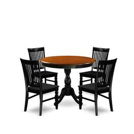 East West Furniture - 5-Piece Dining Room Table Set Contains a Modern Kitchen Table and 4 Dining Chairs with Slatted Back - Multi-Color