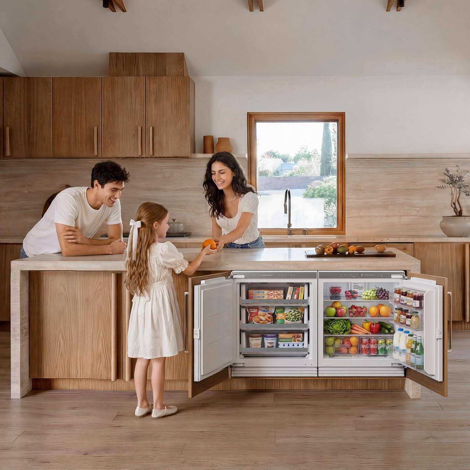 Alt View 3. Ca'Lefort - 24 Inch Panel Ready Refrigerator Bundle, Built-in Panel-Ready Fridge Reversible Door (Panel Not Included) - white.