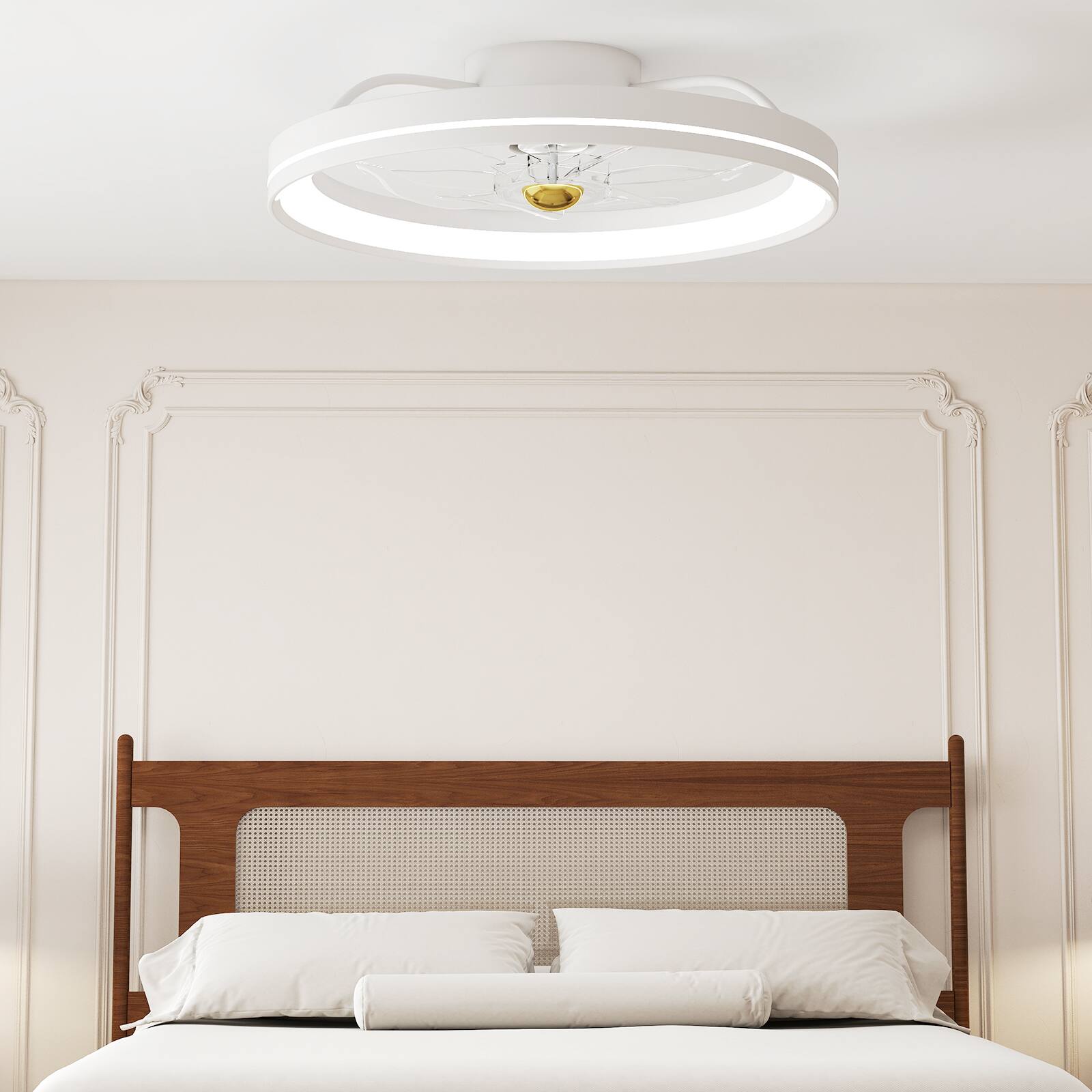 Alt View 5. Gymax - Gymax 3000-6500K Dimmable Modern Flush Mount LED Fan Light w/ 3 Color Temperature - White.