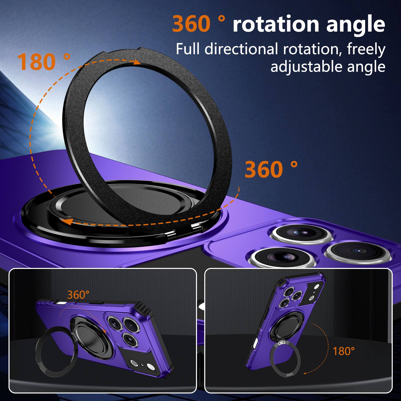 360° rotation angle  
Full directional rotation, freely adjustable angle