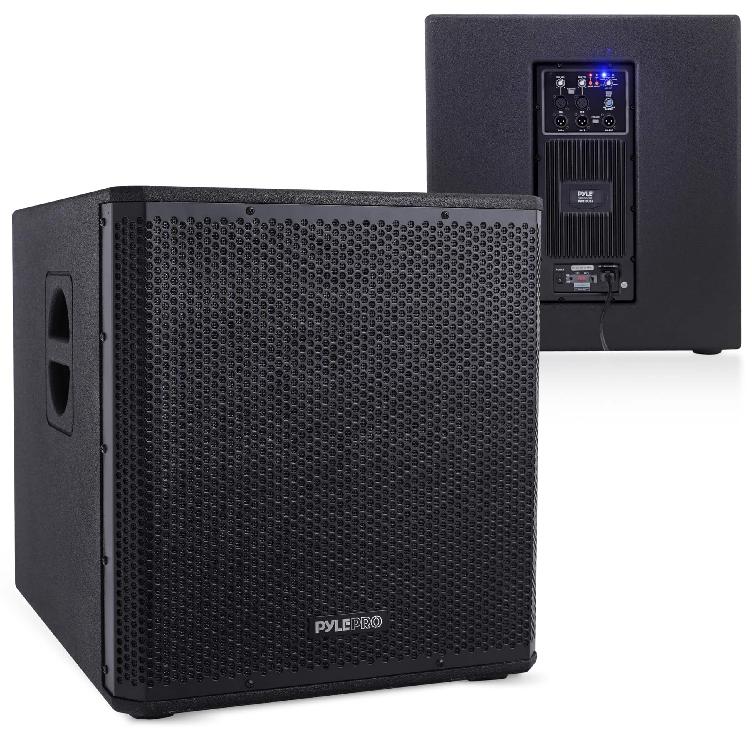 Pyle - PW15SUBA 3000W Active Powered 15” Subwoofer, DSP for Home Theater and Pro DJ Sound
