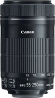 Canon - EF-S55-250mm F4-5.6 IS STM Telephoto Zoom Lens for EOS DSLR Cameras - Black - Front_Zoom