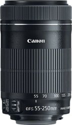 EF-S55-250mm F4-5.6 IS STM Telephoto Zoom Lens for Canon EOS DSLR Cameras - Black - Front_Zoom