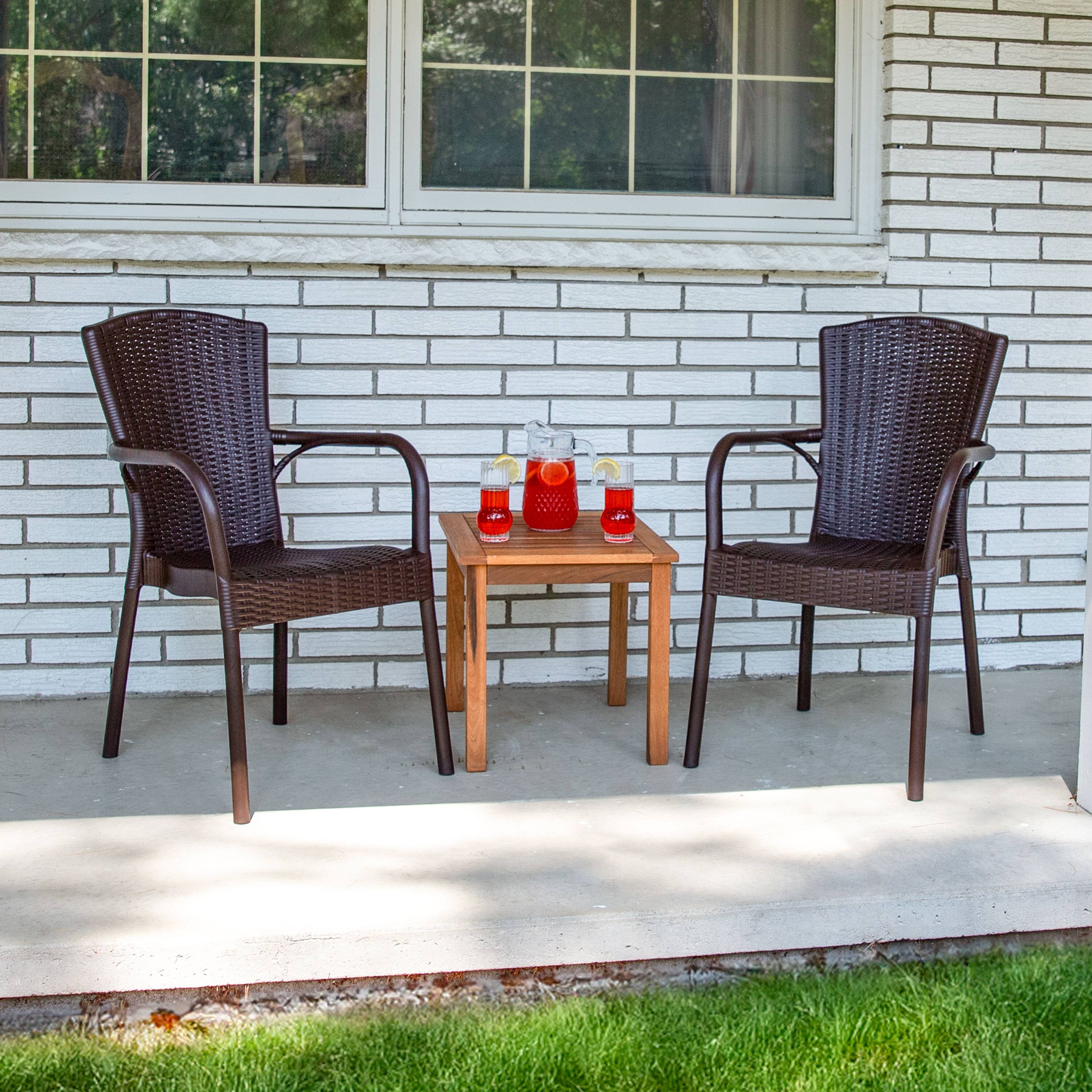 Alt View 5. Sunnydaze - Segesta All-Weather Plastic Patio Armchair - Set of 2 - Wenge.