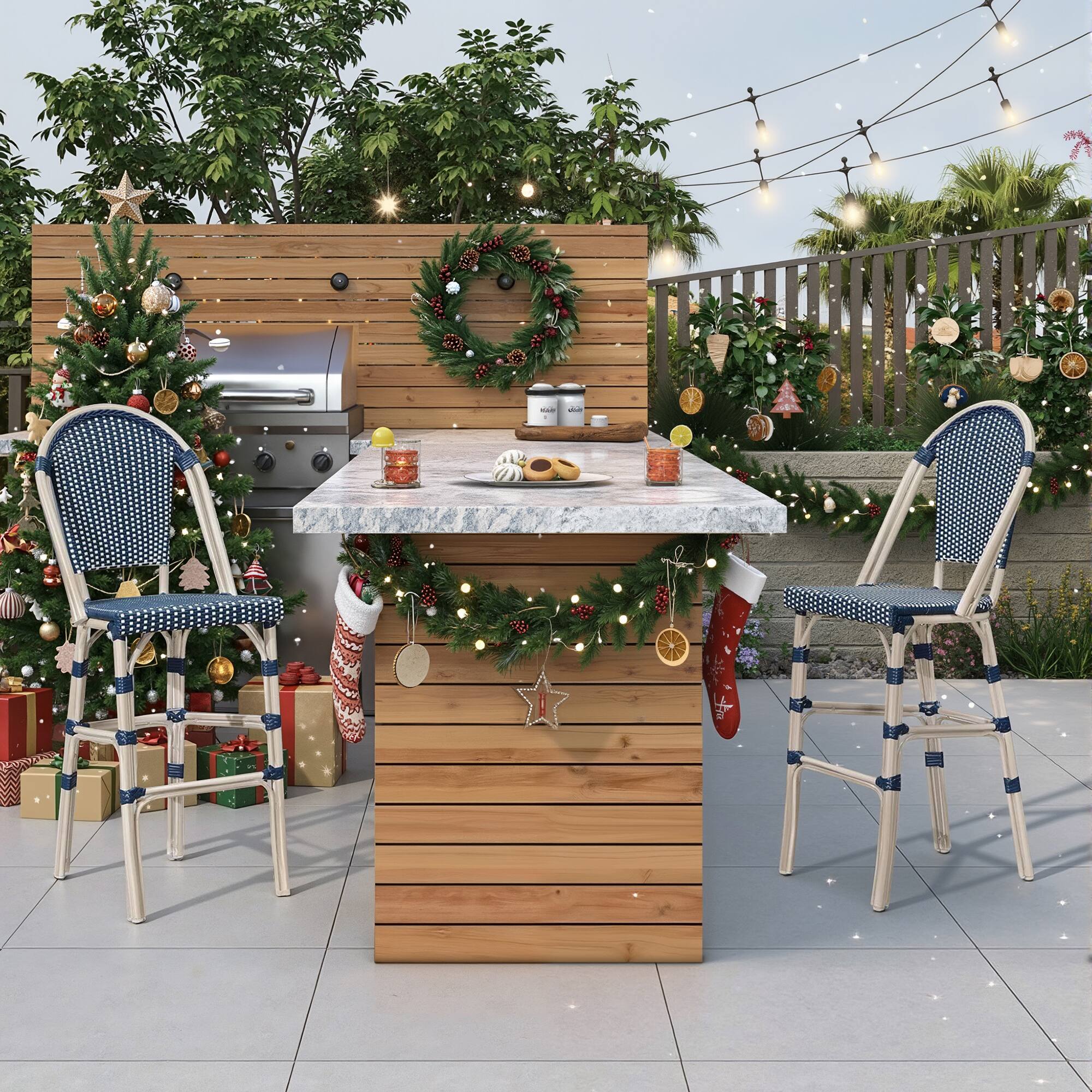 White Frame/Royal Blue-Bar Stool