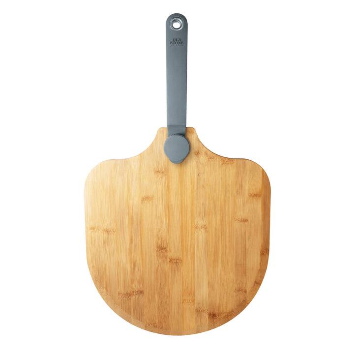 Escali - Old Stone Bamboo Pizza Peel w/ Folding Handle, 14x16-Inch - Natural/Grey