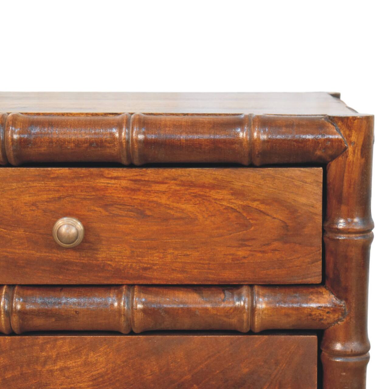 Back. Artisan Furniture - Artisan Furniture Solid Wood Bamboo Framed Bedside Table, 2 Drawers, Brown - Brown.