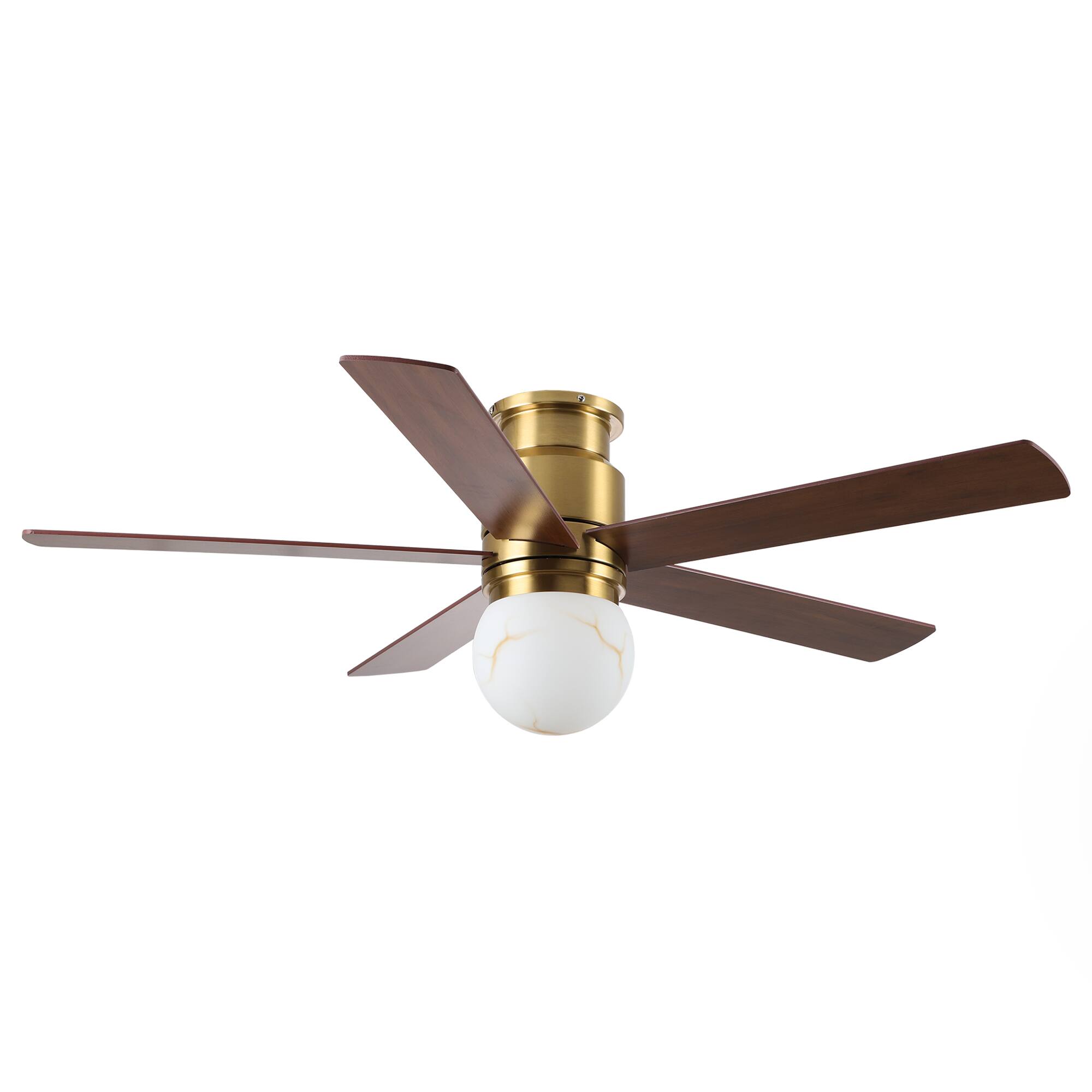 Alt View 2. Parrot Uncle - 52"  Low Profile Ceiling Fan with 3CCT Dimmable LED Light and Remote - Gold.