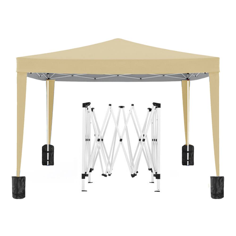 Alt View 1. JUJABU - Beige 10'x10' Outdoor Event Portable Tent Shelter UPF 50+ with 4 Removable Sidewalls and Carry Bag - Beige.