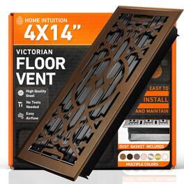 Home Intuition - 4X14 Floor Vent Covers with Mesh Cover Trap, Heat and Air, Floor Vent for HVAC Duct, Victorian - Oiled Bronze
