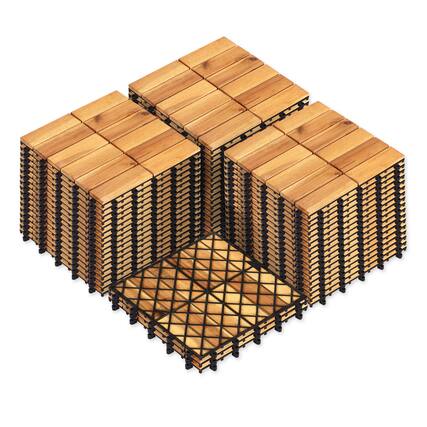 Front. Costway - Costway 12" x 12 Acacia Wood Interlocking Deck Tiles, 54 PCS Waterproof Flooring Tiles - Natural.