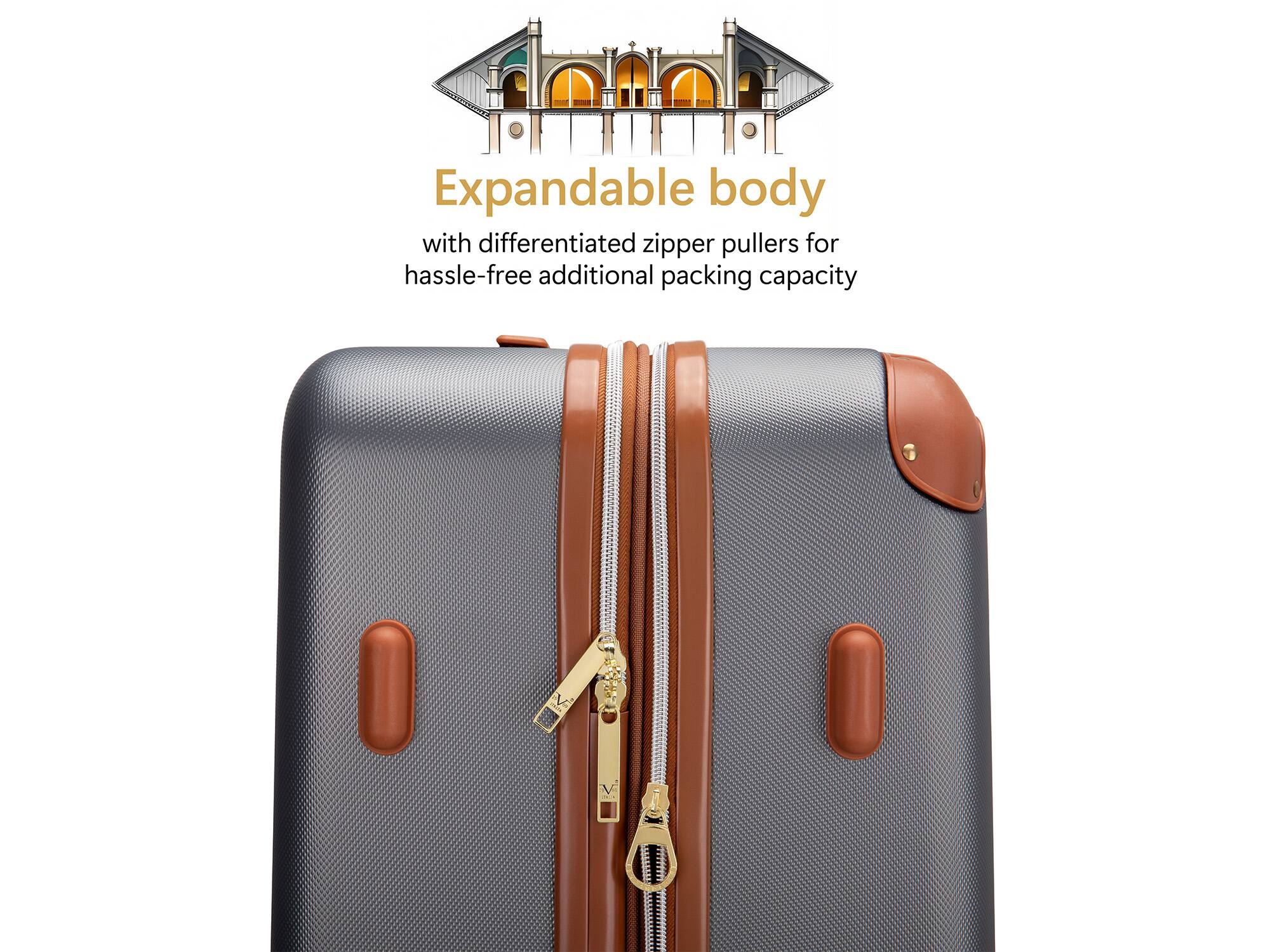 19v69 ITALIA Vintage 3 Piece Expandable Retro Spinner Luggage Set