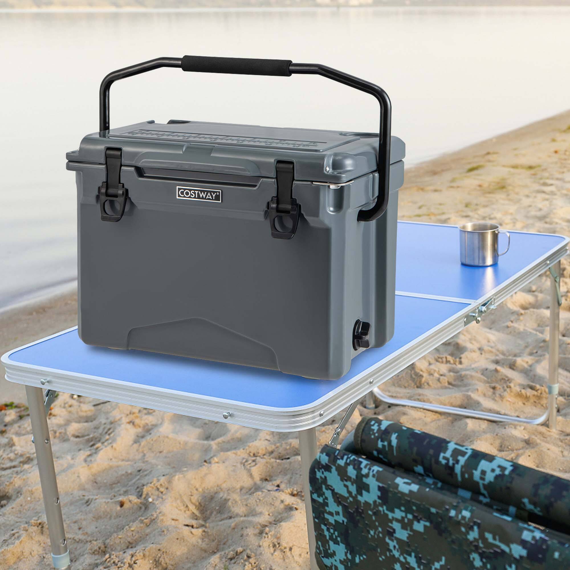 Alt View 1. Costway - Costway 25 QT Portable Cooler Rotomolded Ice Chest Insulated Ice Box for 5-7 Days - Charcoal.