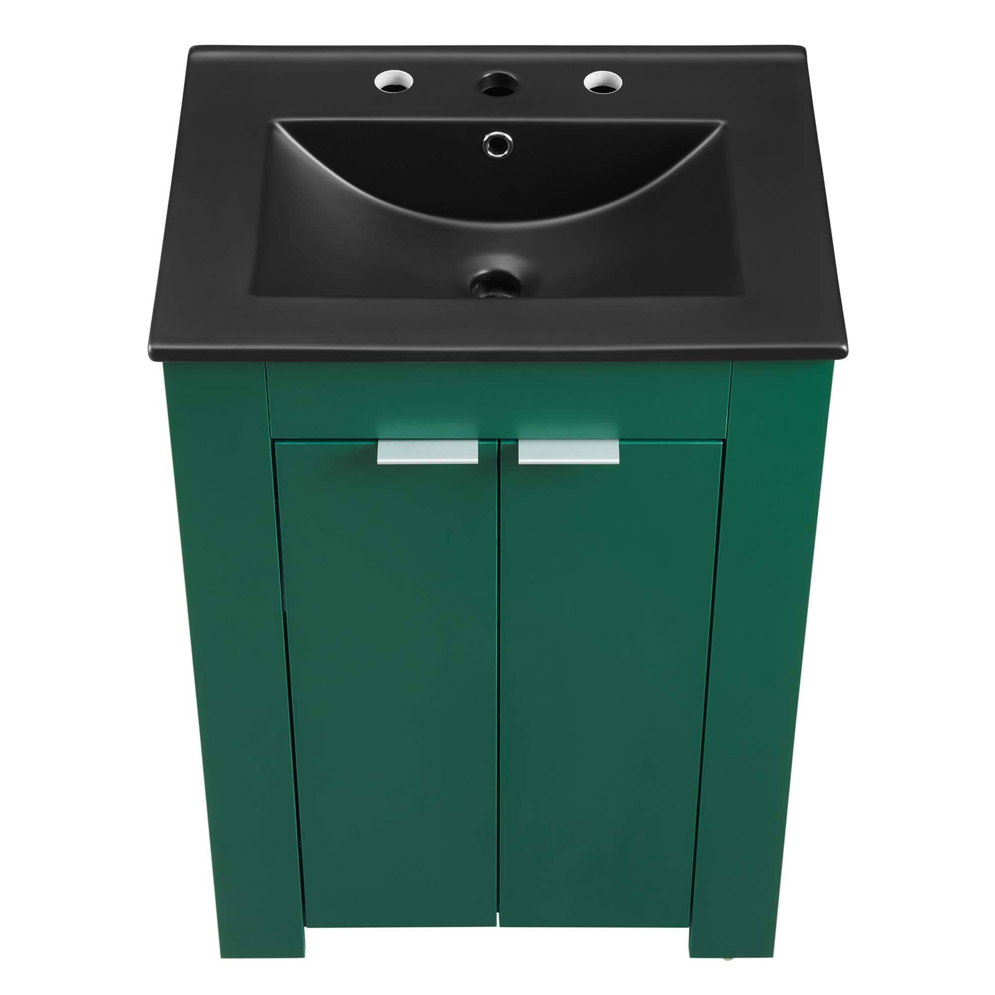 Alt View 8. Modway - Maybelle Bathroom Vanity Basin Included - Green Black.