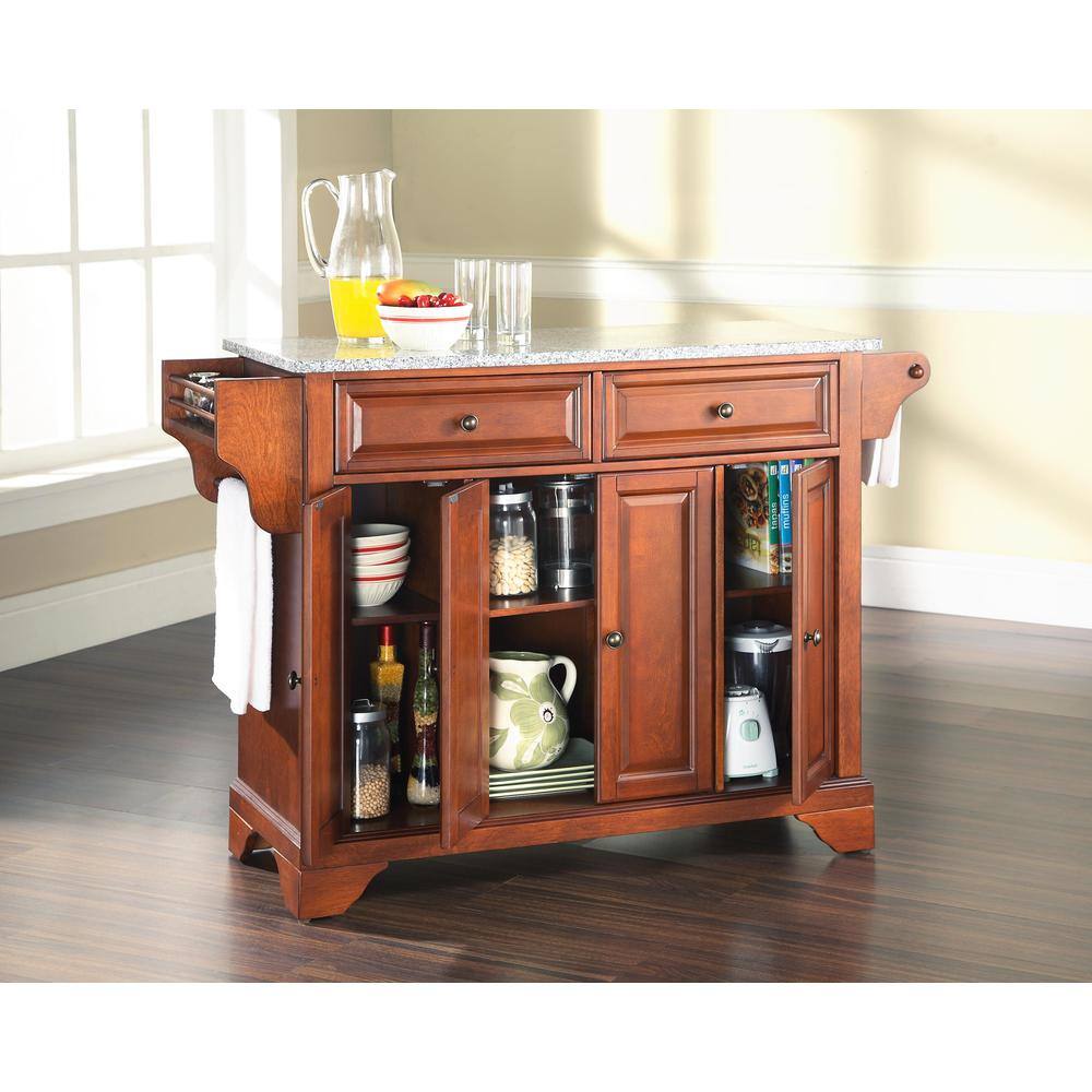 Angle. Crosley Furniture - Lafayette Granite Top Full Size Kitchen Island/Cart - Cherry.