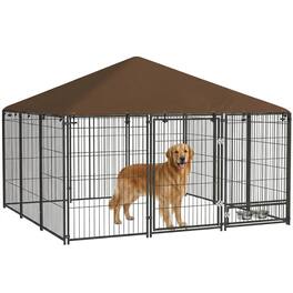 Pawhut - x 6.9' x 5' Outdoor Dog Kennel with Canopy Garden Playpen Fence Crate Enclosure Cage Rotating Bowl