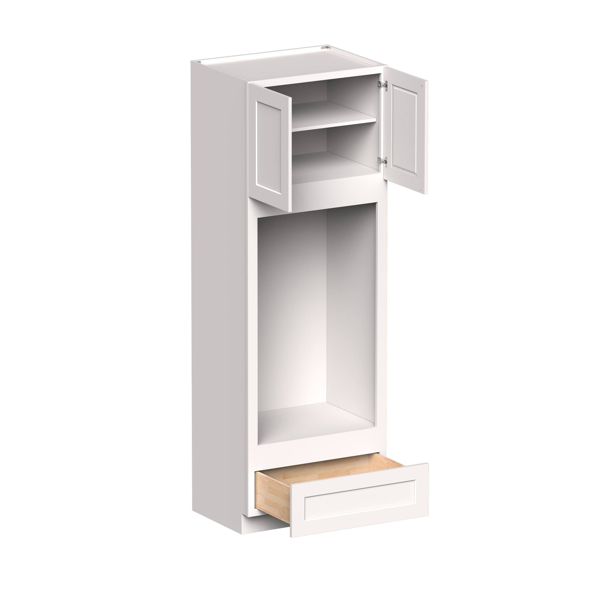 Angle. Boyel Living - 33-in W x 96-in H x 27-in D Shaker RTA Kitchen Double Oven Cabinet with Soft-Close - White Shaker.