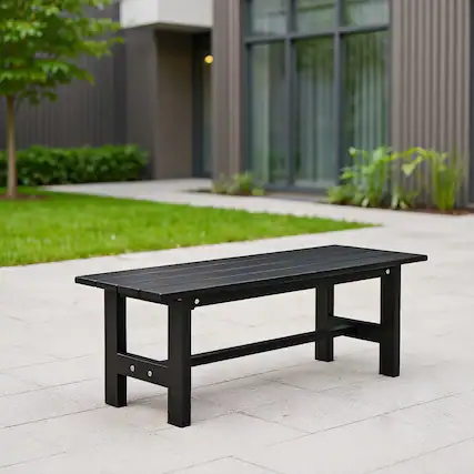 Front. Kadyn - 47" Outdoor Chair with Slatted Seat Plastic Coated Iron Frame-Black, Garden Furniture, Easy Assembly, Suitable for Patio - Black.