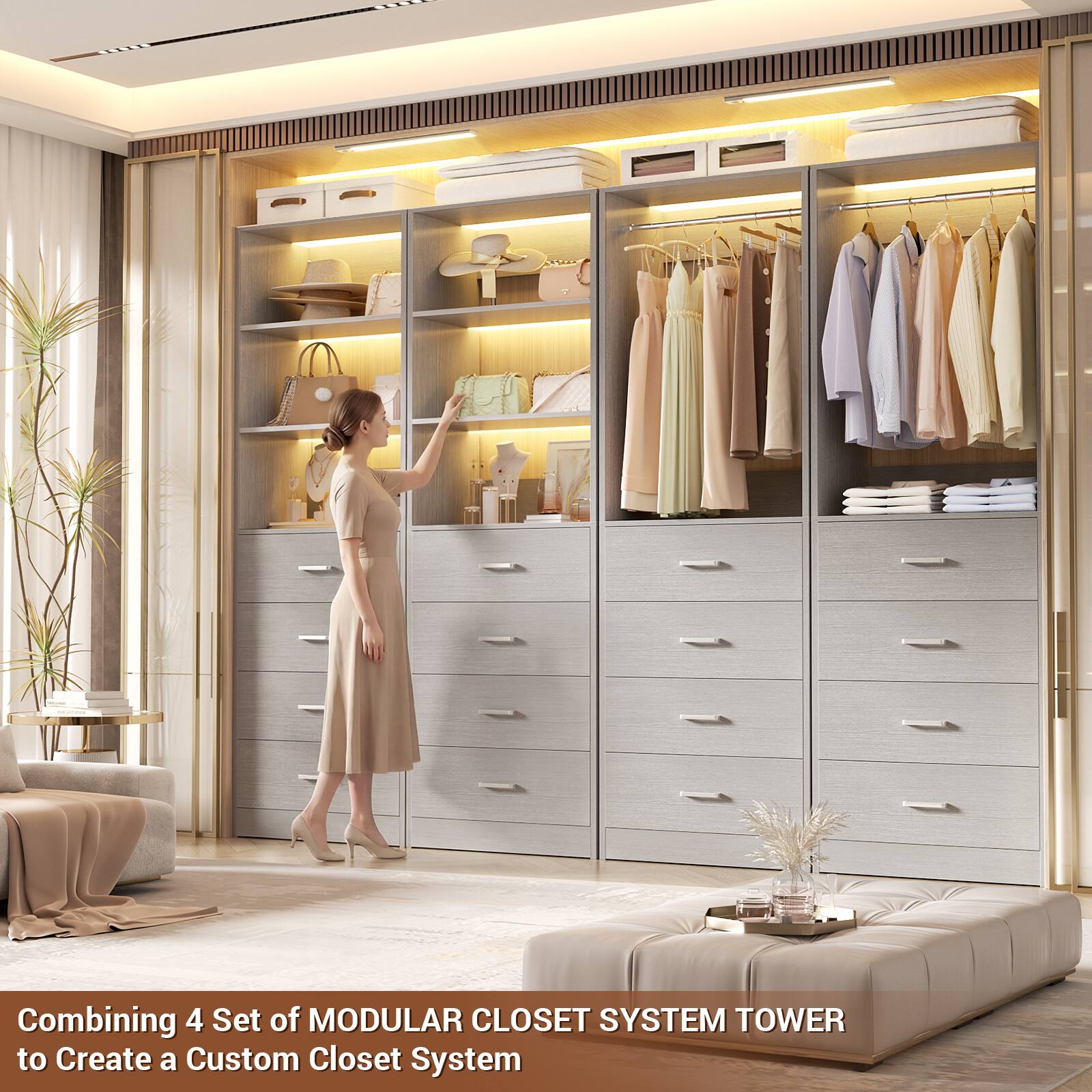 Combining 4 Set of MODULAR CLOSET SYSTEM TOWER to Create a Custom Closet System