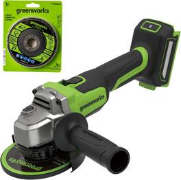 Greenworks - 24V PowerAll 4-1/2" Angle Grinder, with 4-1/2" Wheel, Tool Only, Battery and Charger Not Included - Green