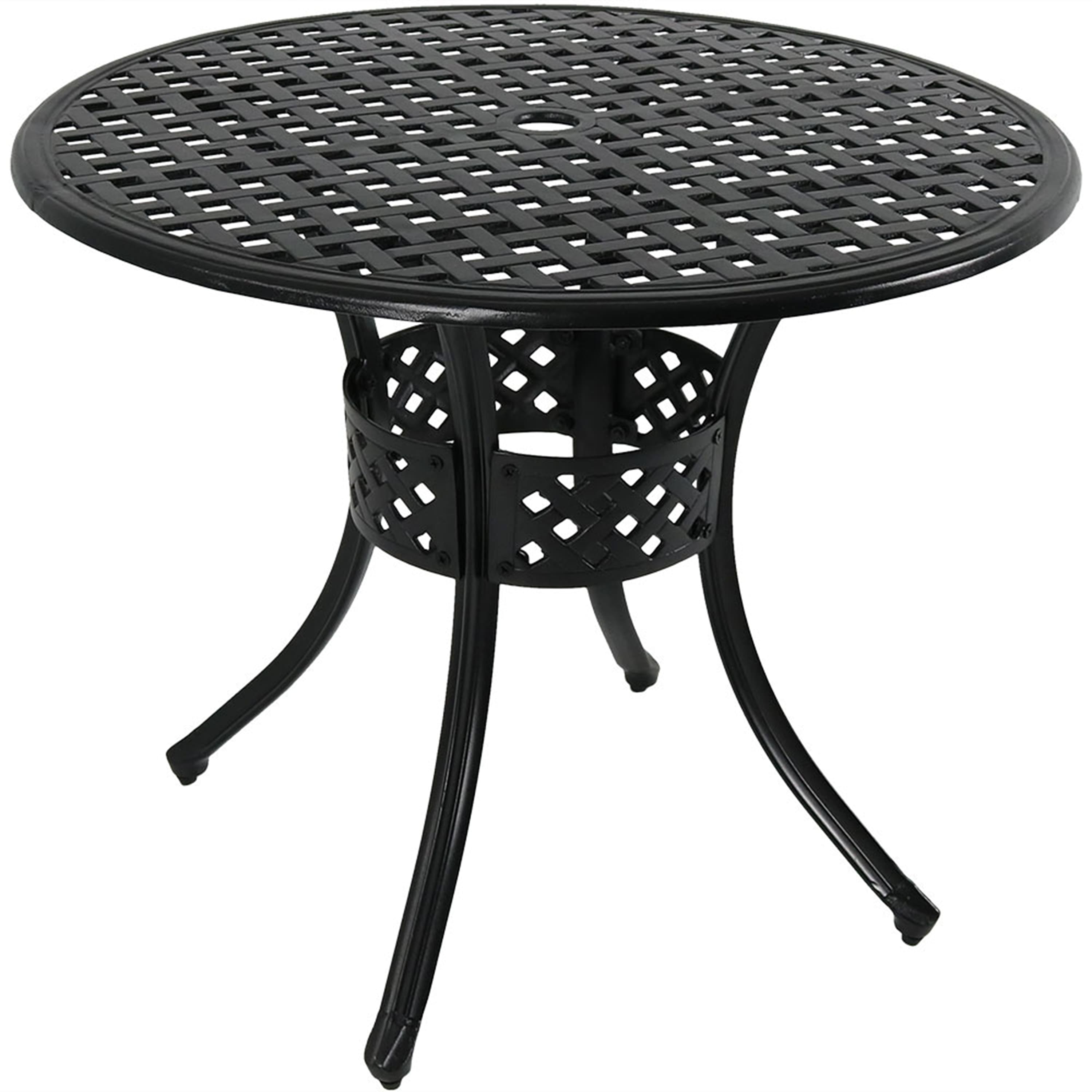 Sunnydaze - 33 in Cast Aluminum Round Patio Dining Table - Black