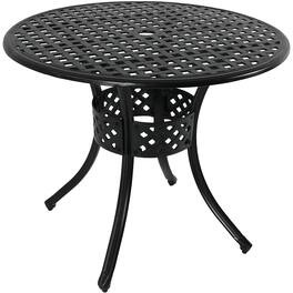 Sunnydaze - 33 in Cast Aluminum Round Patio Dining Table - Black