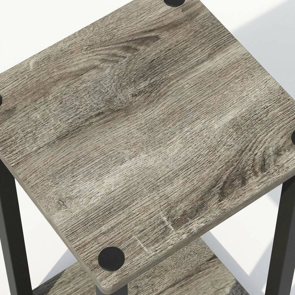 Alt View 1. FurniFact - French Oak and Black Nightstand Set with Wooden Finish - French Oak/Black.