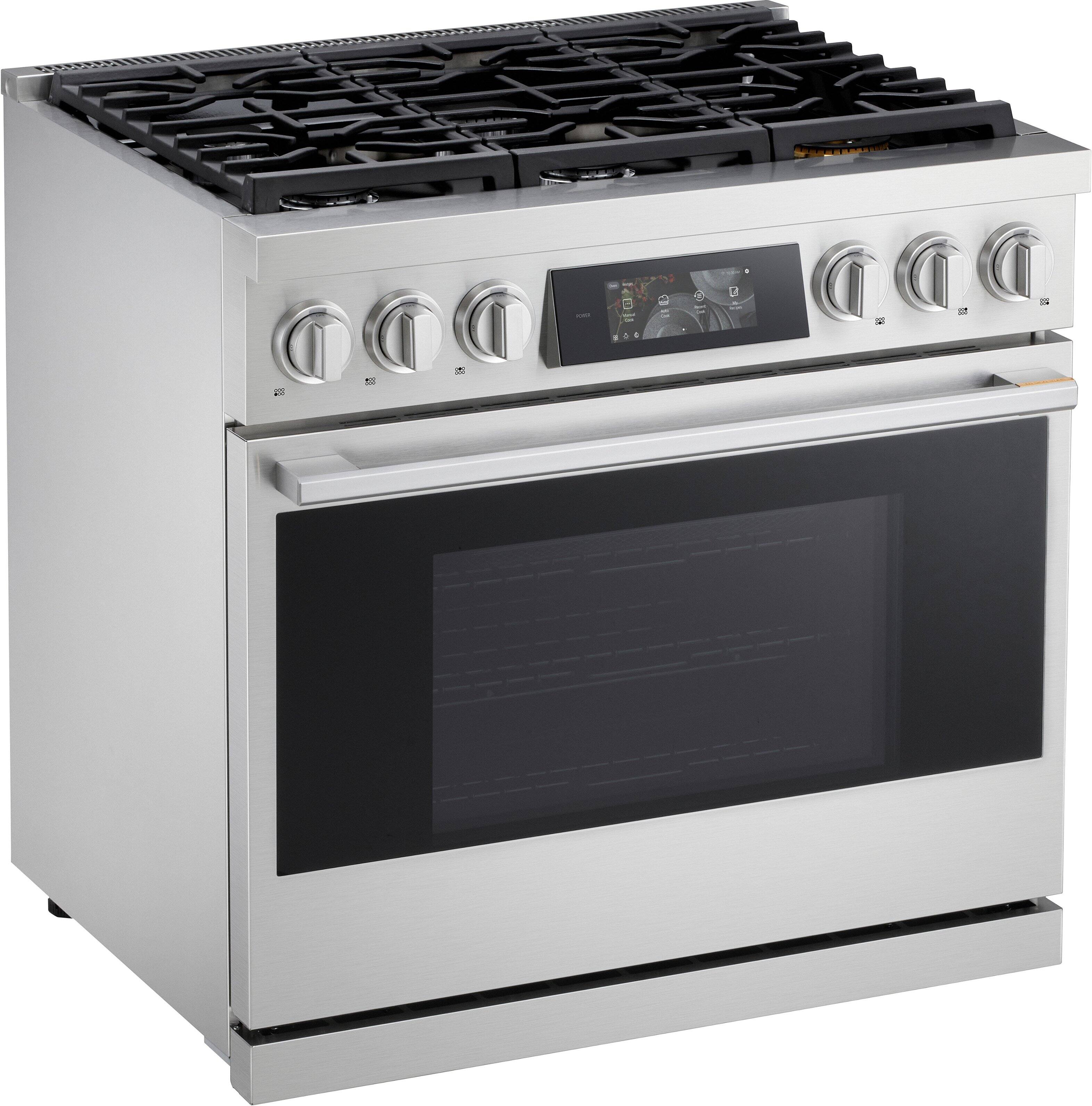 Alt View 14. LG - SIGNATURE 6.3 Cu. Ft. Slide-In Gas True Convection Pro Range with EasyClean, AirFry, and UltraHeat 23K Dual Power Burner - Stainless Steel.