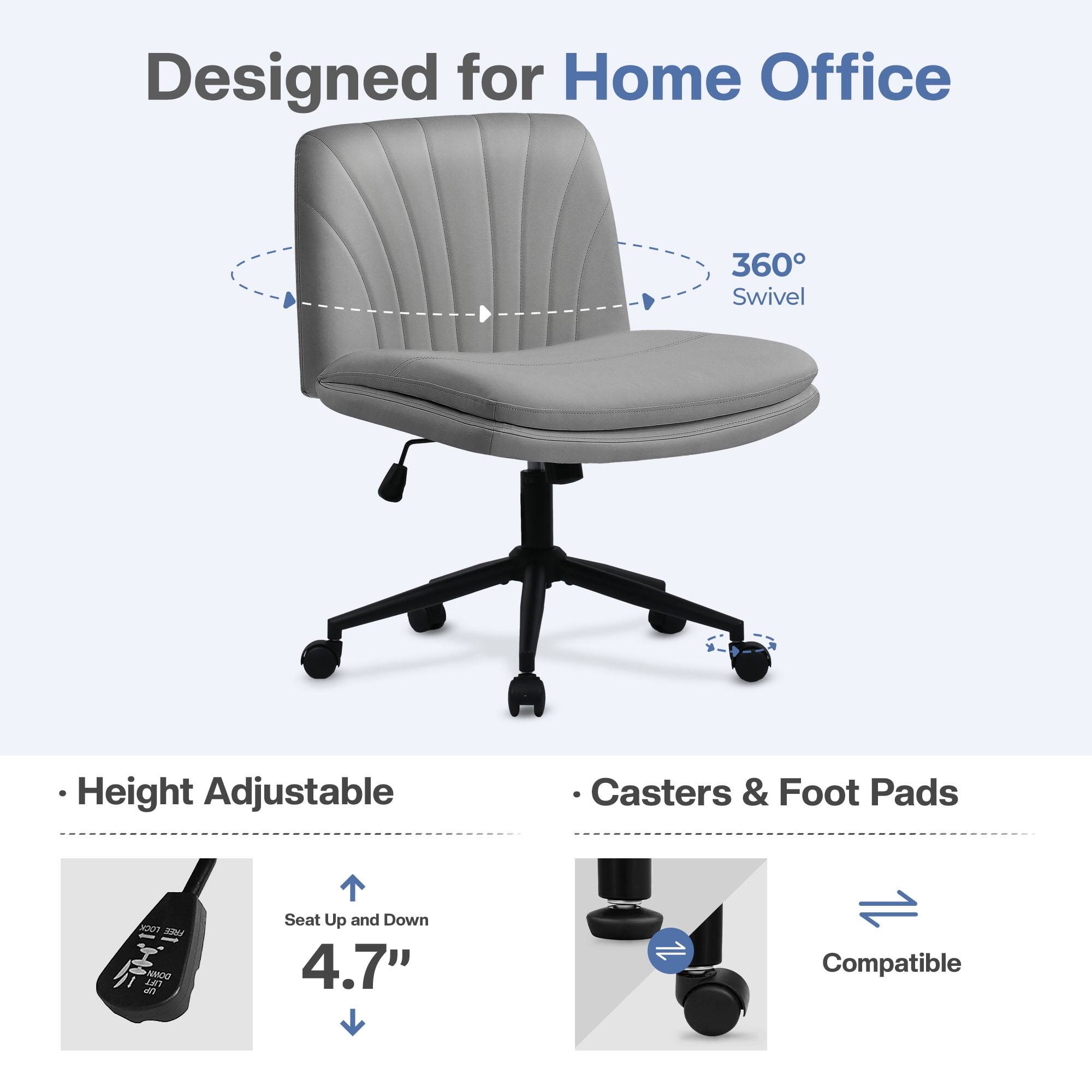 Designed for Home Office

- 360° Swivel
- Height Adjustable
  - Seat Up and Down 4.7"
- Casters & Foot Pads
  - Compatible