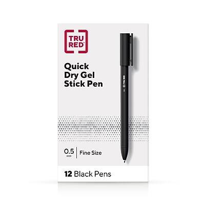 TRU RED - TRU RED™ Quick Dry Gel Pens, Fine Point, 0.5mm, Black, Dozen (TR54471)