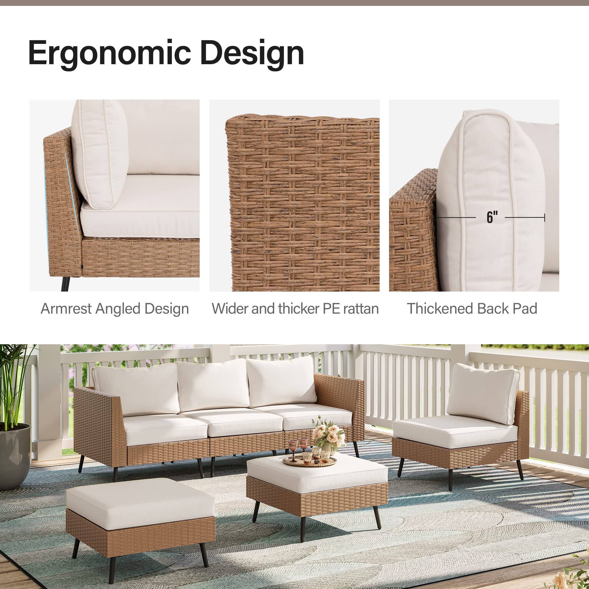 Ergonomic Design

- Armrest Angled Design
- Wider and thicker PE rattan
- Thickened Back Pad