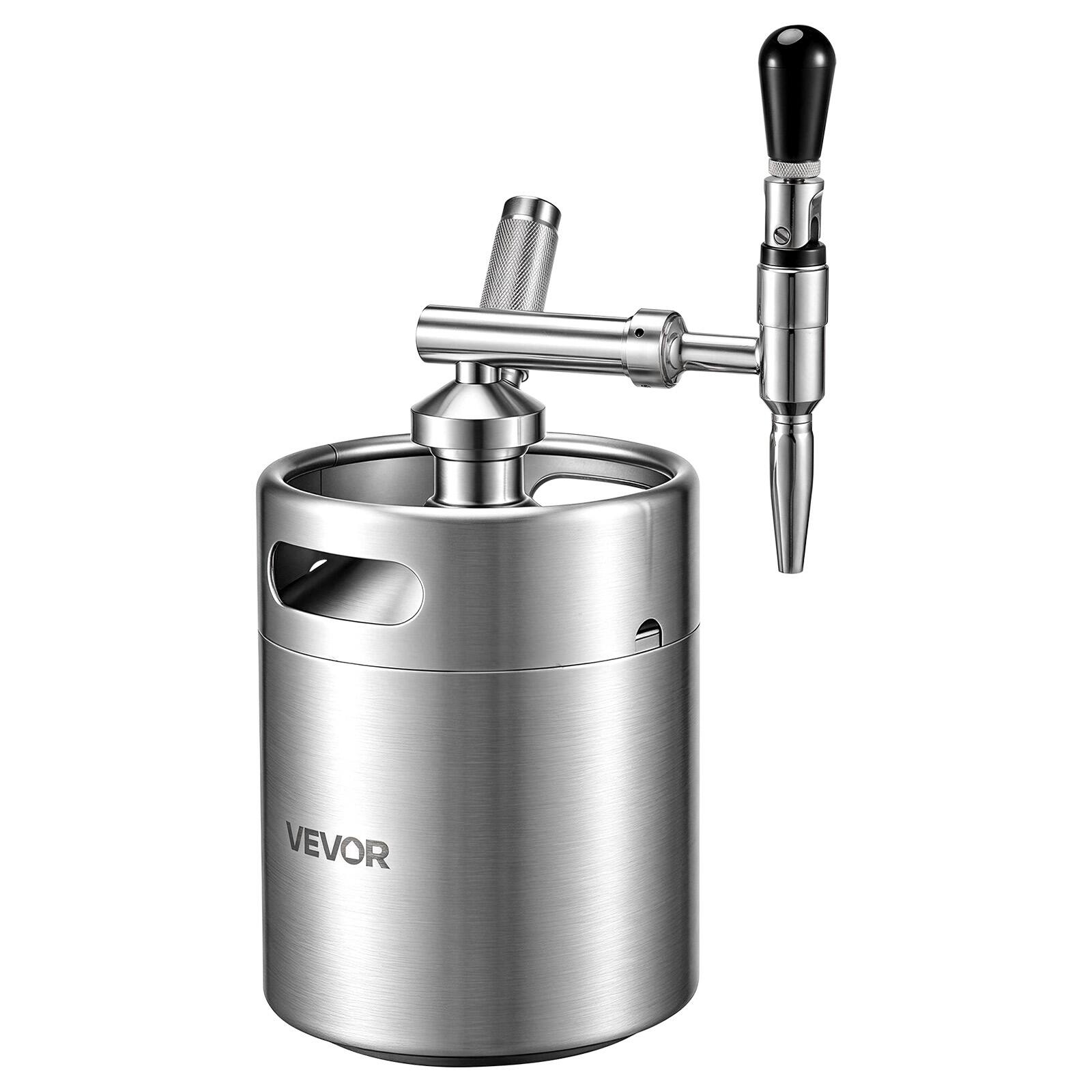 Alt View 5. VEVOR - Nitro Cold Brew Coffee Maker 135 oz Nitrogen Dispenser System, Home Brew Coffee Keg, Portable Nitrogen Infuser - Silver.