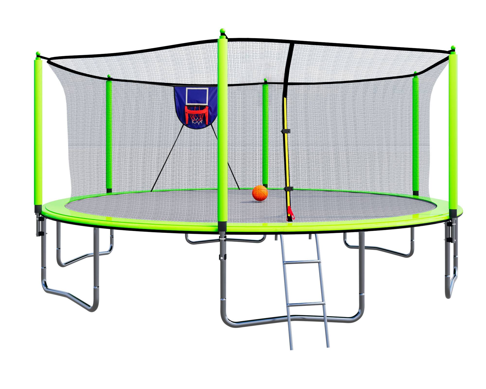 Front. LOVMOR - Lovmor 15 FT Trampoline with Basketball Hoop and Safety Enclosure Recreational Trampoline for Kids.