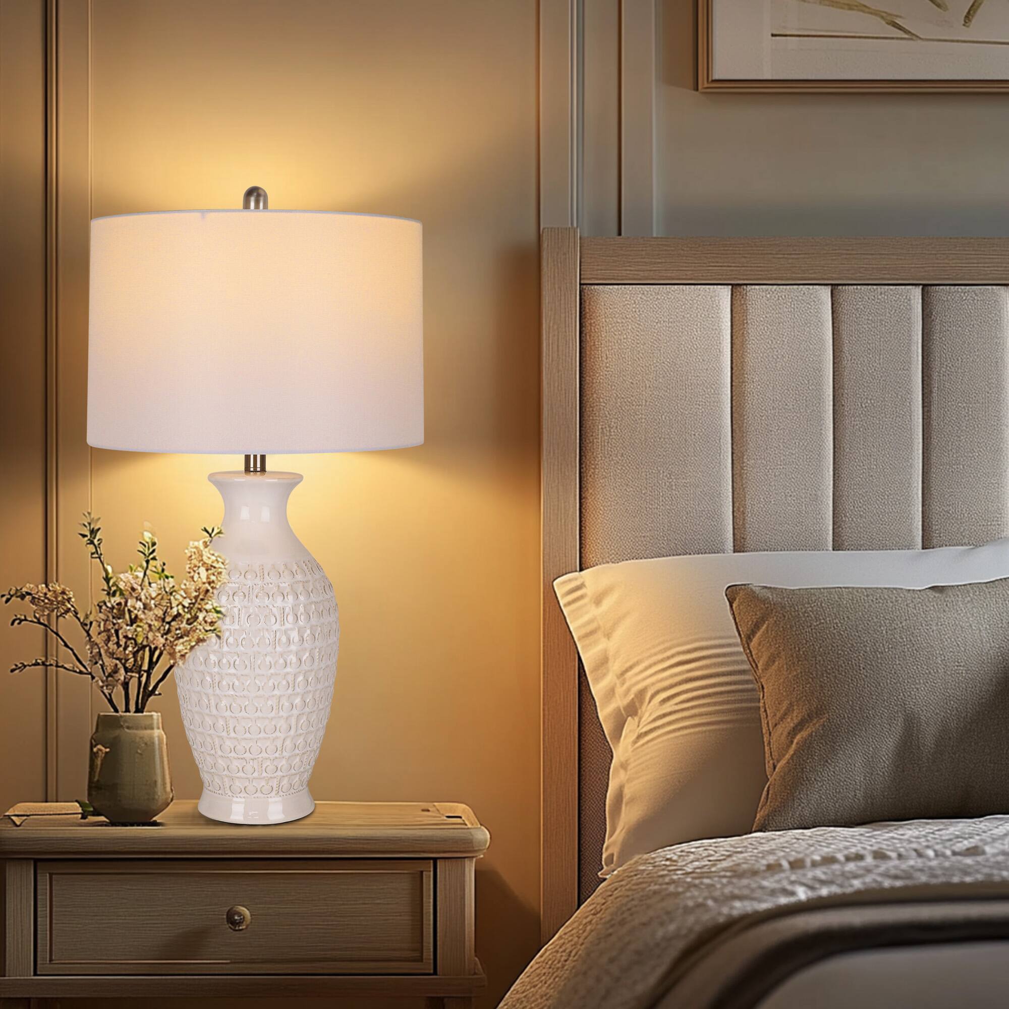 Alt View 6. partphoner - Modern Ceramic Table Lamp - White.
