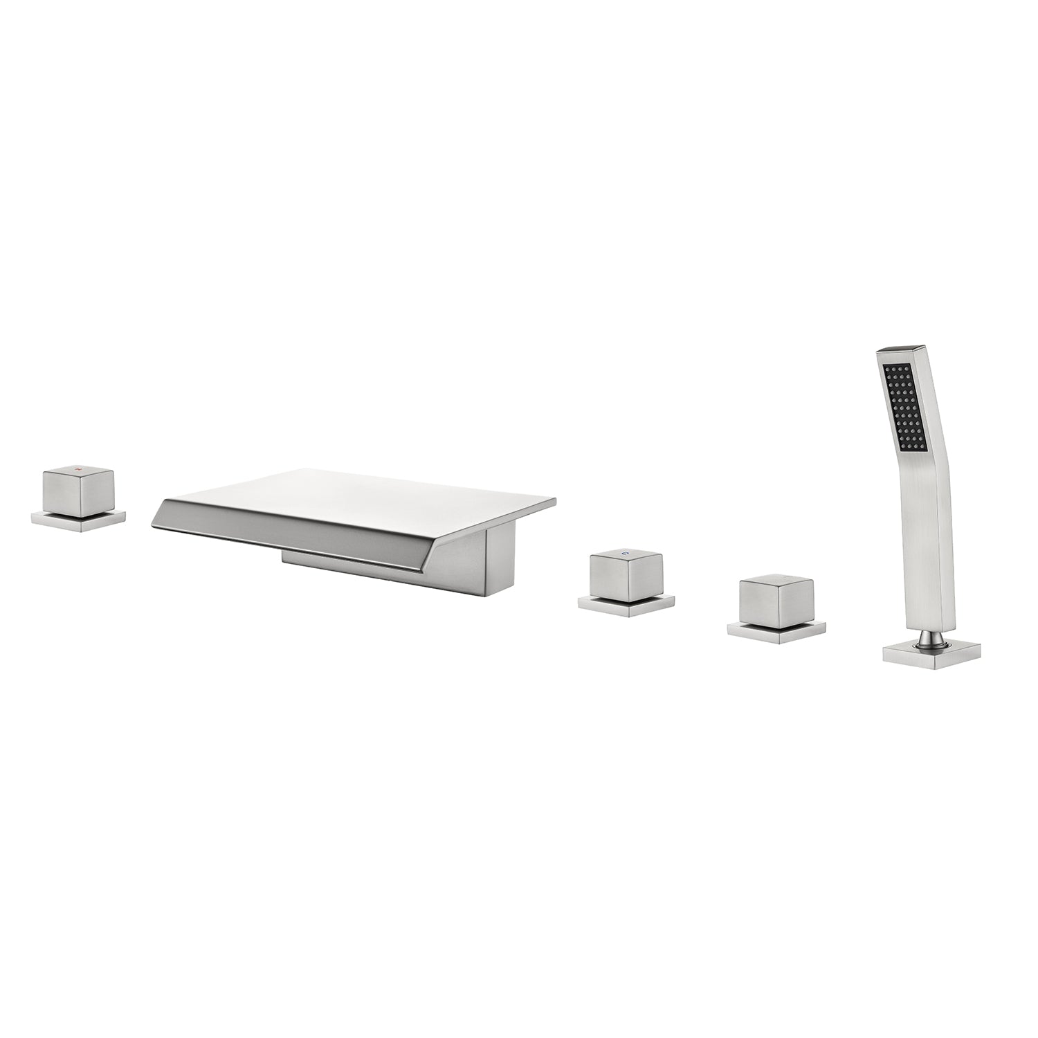 Alt View 1. Boyel Living - Brushed Nickel Waterfall Bath Tub Faucet with Handheld Shower SUS304 Hot Cold Control 5 Hole Installation High Flow Rate - Brushed Nickel.