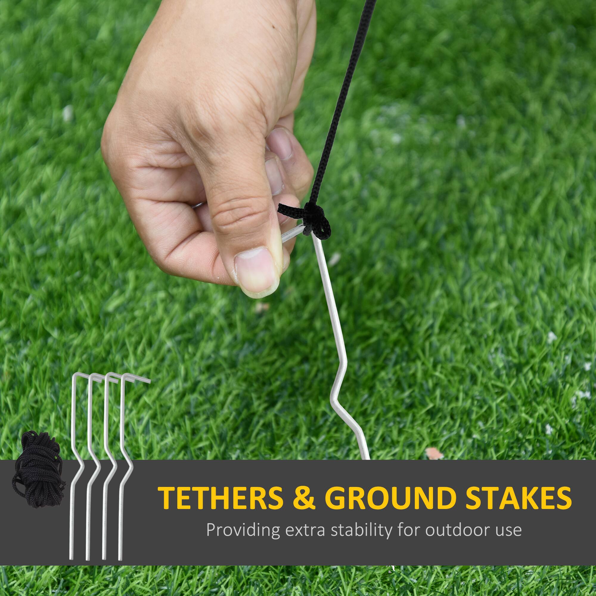 TETHERS & GROUND STAKES  
Providing extra stability for outdoor use