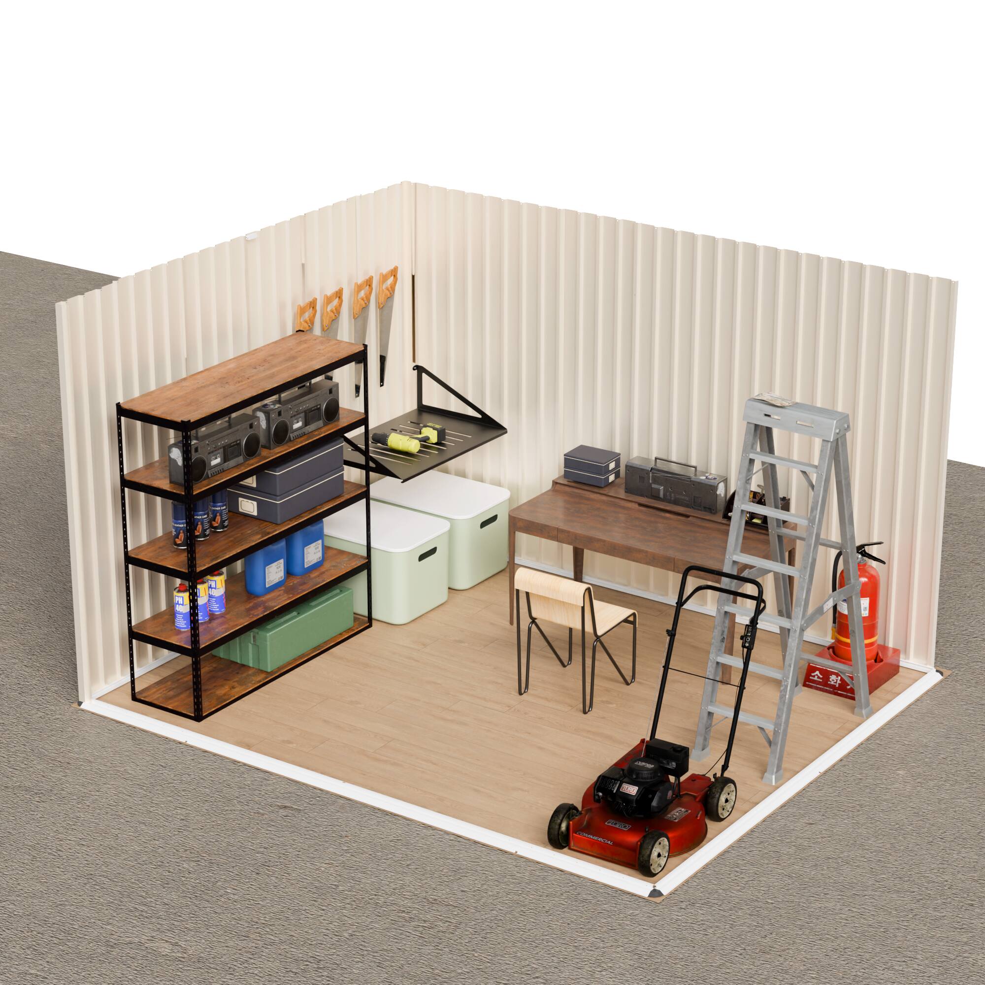 Alt View 2. TinyHomie - 10 x 8 FT White Color Outdoor Garden Shed Aluminum alloy frame With Hinge Door and foundation.