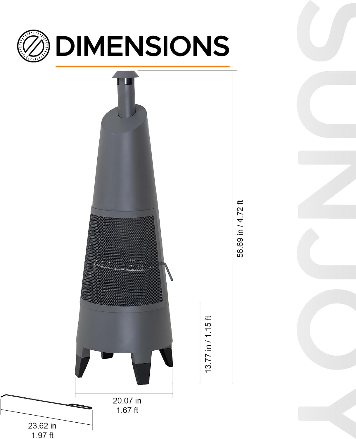 DIMENSIONS ft 9 in / 4.72 ft  
56.69 in / 1.15 ft  
13.77 in / 1.15 ft  
20.07 in / 1.67 ft  
23.62 in / 1.97 ft